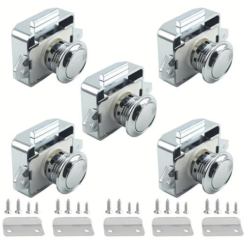 5 Stück Push Lock Schloss Zinklegierung Schlüsselloses RV Schrankschlösser für Schrank Holzschrank Wohnmobile (Silber) von Baogu
