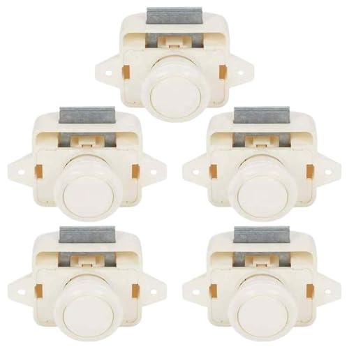 5 Stück Push Lock Schloss Zinklegierung Schlüsselloses RV Schrankschlösser für Schrank Holzschrank Wohnmobile (Weiss) von Baogu