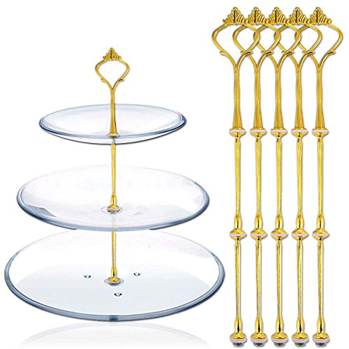 Baogu 5er Set Cake Stand Handle Metallstangen für 2 bis 3 Etage Etagere Servierständer Kuchenständer (Nicht inkl. Teller) (Gold) von Baogu