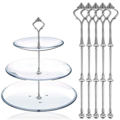 Baogu 5er Set Cake Stand Handle Metallstangen für 2 bis 3 Etage Etagere Servierständer Kuchenständer (Nicht inkl. Teller) (Silber) von Baogu