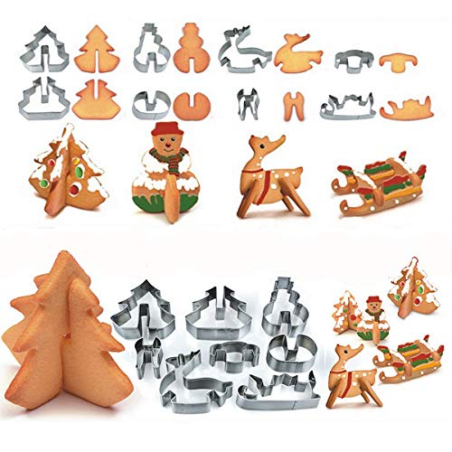 Edelstahl Keks Ausstecher Ausstechformen Kuchen für Plätzchen Brot Keks Fondant Gemüse Obst (3D Keks-M) von Baogu
