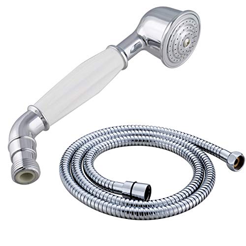 Retro Nostalgie Regendusche Handbrause Duschkopf Silber Messing mit Brauseschläuche von Baogu