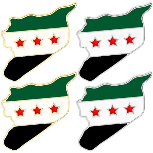 4 Stück Syrische Flagge Brosche Pins, Syrien Flagge Brosche Pin Abzeichen, Metall Anstecknadel Vintage Metall Abzeichen Emaille Brosche Kleidung Anstecknadeln Für Männer Frau von Baokuan