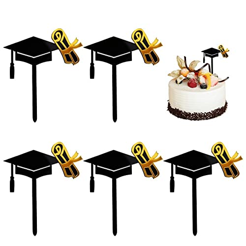 Baokuan Abschlusskuchen -Topper Set 5pcs Acryl Cupcake Picks Food Appetizer Picks Für Happy Graduation Party Dekoration von Baokuan