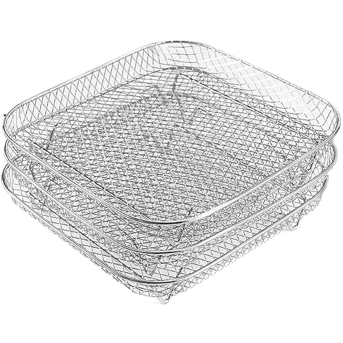 Luftfritteuse-Gestell Für Luftfritteuse, 3 Stapelbare Dörrgestelle, Edelstahl-luftfritteuse-Korb-tablett, Zubehör Für Backofen Und Presskocher von Baokuan