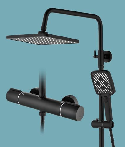 Baollansa Duschsystem mit Thermostat schwarz,Duschset Quadratisch Regendusche Duschkopf 88-125cm Duschstange,Duschsäule mit 3 Strahlarten Handbrause,Regendusche mit Armatur 30X20cm Uberkopfbrause Baollansa Duschsystem mit Thermostat schwarz,Duschset Quadratisch Regendusche Duschkopf 88-125cm Duschstange,Duschsäule mit 3 Strahlarten Handbrause,Regendusche mit Armatur 30X20cm Uberkopfbrause von Baollansa