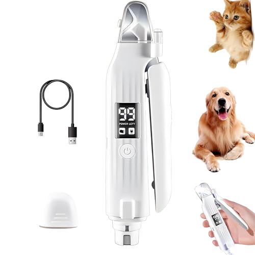 Baomaeyea 2-in-1-Nagelschneider und -knipser für Hunde, mit Lichtern, wiederaufladbare Nägel und Krallentrimmer, Fellpflege, LED-Bildschirm, 2 Lichter, elektrische Nagelschneiderfeile für kleine von Baomaeyea