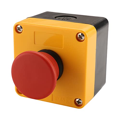 BAOMAIN Rotes Zeichen Momentaner Notschalter Rotes Zeichen Druckschalter 10A 660V Wetterfest mit Box von Baomain