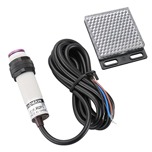 Baomain Photoelektrischer Sensor E3F-R2P2 Retroreflektierender optischer Sensorschalter DC 10-30 V PNP NC Sensorabstand 2 m mit Reflektor-Panel 3 Drähte Baomain Photoelektrischer Sensor E3F-R2P2 Retroreflektierender optischer Sensorschalter DC 10-30 V PNP NC Sensorabstand 2 m mit Reflektor-Panel 3 Drähte von Baomain