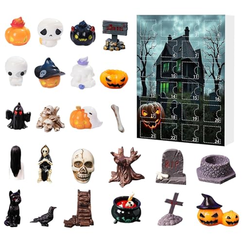 Baoqifong 2025 Halloween Figuren Adventskalender - Horror 24 Teile Halloween Countdown Kalender 2025 | Festzubehör Für Jugendliche Kinder Familie Eltern Freunde Schule Kindergarten von Baoqifong