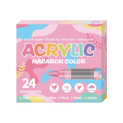 Baoqifong Akrylstifte,24 Farben Malstifte für Leinwand - Lichtechte Stifte Mit Weicher Spitze Auf Wasserbasis Für Whiteboards Glas Gravur Holz Metall Baoqifong Akrylstifte,24 Farben Malstifte für Leinwand - Lichtechte Stifte Mit Weicher Spitze Auf Wasserbasis Für Whiteboards Glas Gravur Holz Metall von Baoqifong