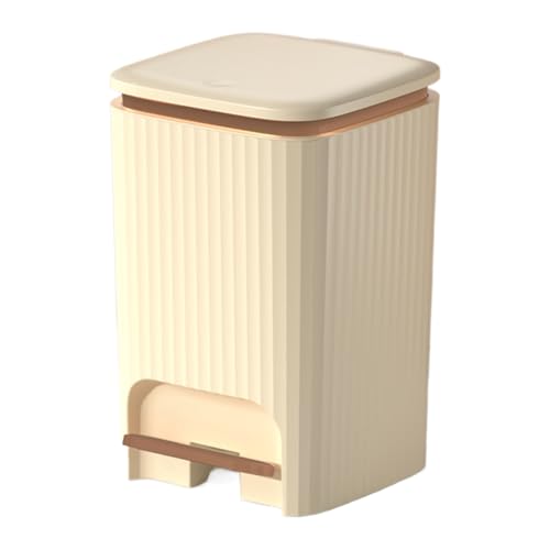 Baoqifong Badezimmer Mülleimer Mit Deckel | Abfalleimer Mit Druckknopf Und Fußpedal - 15L Leiser Mülleimer Für Mehrere Räume von Baoqifong