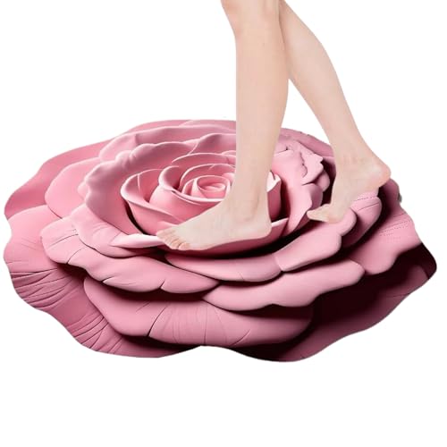 Baoqifong Diatomit Badezimmer Bodematte - Wasserabsorbierende Bodenmatte,rutschfeste Waschbare Sicherheitsmatte Mit Blumenmuster 40x40cm Für Fuß Badewanne Spa Hotel von Baoqifong
