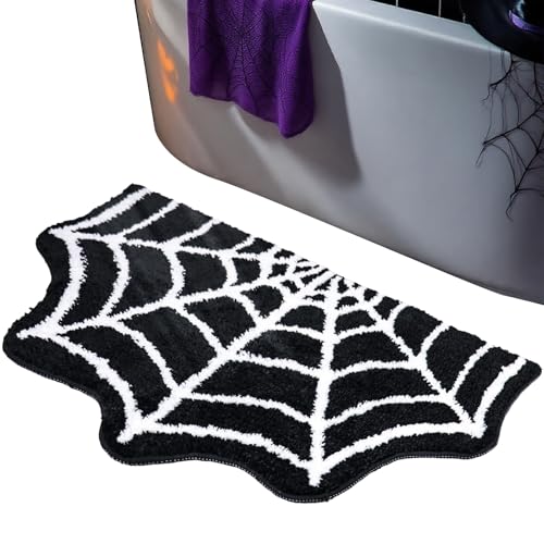 Baoqifong Gotische Badematte | Gruselige Spinnennetz Badezimmer Matte,Halloween Dekorationen Hausdekor für Innen Außen Terrasse Eingang Schlafzimmer Wohnzimmer Küche Dusche Party von Baoqifong
