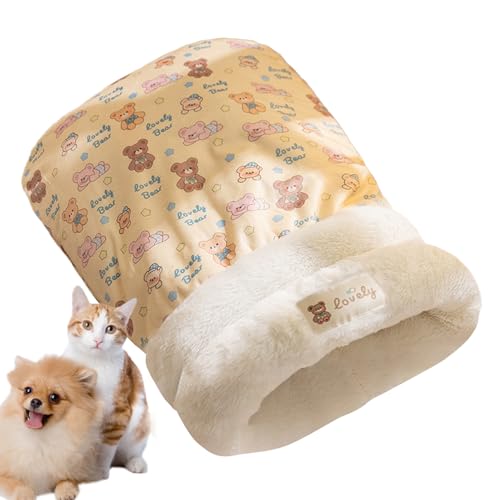Baoqifong Haustier Schlafsack | Warmes Katzenbett,Dickes Warmes Waschbares Haustierhöhle Für Herbst Winter Kleine Tiere Innen Außen Reise Ruheplatz von Baoqifong