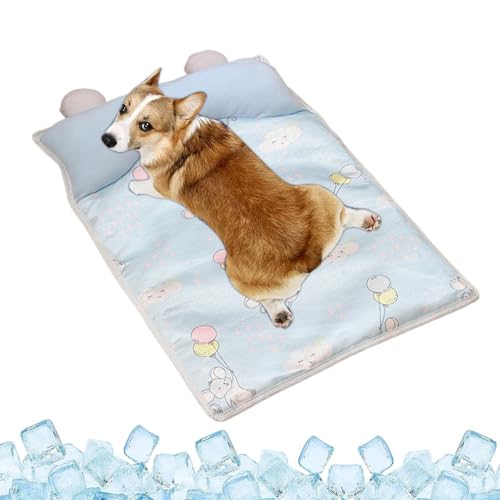 Baoqifong Hundekühlmatte,Sanfte Tierunterlage - Eismatte mit Kissen für Transportbox Käfig Hundezuhause Sofa Auto bei drinnen draußen von Baoqifong