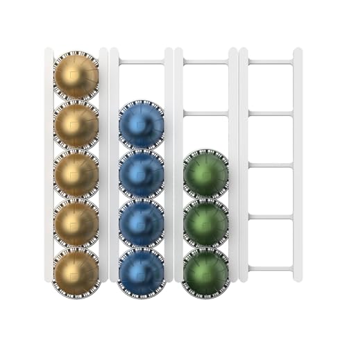 Baoqifong Kapselhalter Für Ordnung | Kaffeekapseln Aufbewahrung Wandhalterung | 20 Fächer Platzsparend Rack Küchenregal Für Schranktüren Arbeitsplatten von Baoqifong