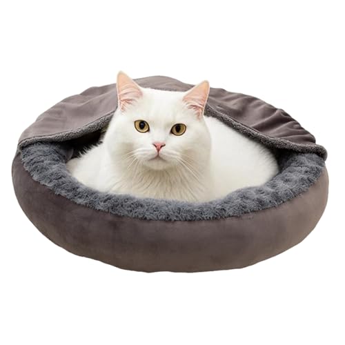 Baoqifong Katzenbetten,Überdachtes Katzenbett - Warmes Donut-förmiges rundes Bett für Welpen und Kitten beruhigend Winter Outdoor Reise kleine Haustiere von Baoqifong