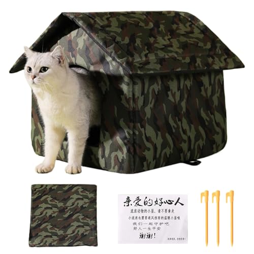 Baoqifong Katzenhaus Outdoor | Klappbares Freigehege Aus Oxford-Stoff,rutschfeste Winterfeste Katzenhöhle Versteck Schlafplatz Spielplatz,Für Schlafende Katzen Balkon Terrasse Draußen von Baoqifong