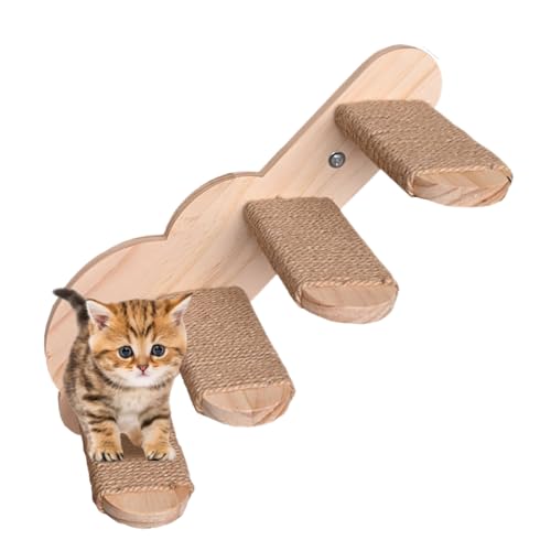 Baoqifong Katzenklettertreppen | Massivholz Wandmontage Katzenlaufsteg,Katzeneinrichtung mit Liegeflächen für Wohnzimmer Schlafzimmer Wohnung von Baoqifong