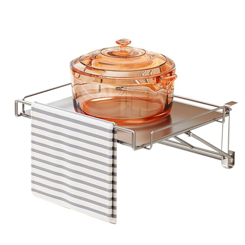 Baoqifong Küchen Schrank Tür Organizer | Klappbarer Küchenschranktür Haken Organizer,Aufbewahrungsregal mit Handtuchhaken für Bad Schlafzimmer Balkon Küche Töpfe von Baoqifong