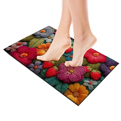 Baoqifong Retro Teppich | Eingangs Fußmatte,Waschbarer Anti-Rutsch Teppich 51x81 cm für Balkon Badezimmer Esszimmer Gewerberaum Hauseingang Schlafzimmer Arbeitszimmer Küche von Baoqifong
