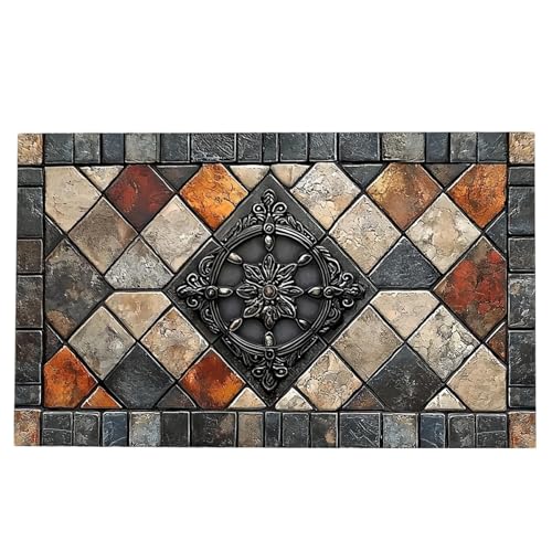 Baoqifong Retro Teppich für Schlafzimmer, Waschbare Badteppiche, Waschbarer Anti-Rutsch Teppich 51x81 cm für Balkon Badezimmer Esszimmer Gewerberaum Hauseingang Schlafzimmer Arbeitszimmer Küche von Baoqifong