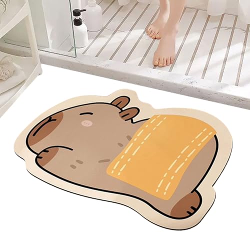 Baoqifong Saugfähige Badematte, Absorbierende Niedliche Capybara Badezimmer Matten, Haushaltsausstattung für Badezimmer Kinderzimmer Küche Waschraum Wäschebereich von Baoqifong