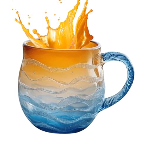 Baoqifong Tassen Für Kaffee | Harz Becher Mit Griff Sonnenuntergang Und Meer Trinkgefäß | Süße Tassen Für Frauen | Für Frauen Männer Zuhause Küche Büro Strandhaus Kinder Erwachsene von Baoqifong