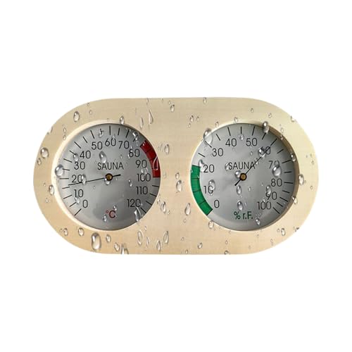 Baoqifong Temperatur Luftfeuchtigkeit Monitor - Sauna Temperatur Und Feuchtigkeits Messgerät - Tragbares Holzdesign Einfach Ablesen Für Wohnzimmer Terrasse Keller Küche Gartenzimmer Schlafzimmer von Baoqifong