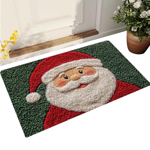 Baoqifong Weihnachts Badezimmer Matte - Weihnachtsfest Weihnachtsmann Fußmatte 80x50cm,Waschbarer Weicher Badezimmer Teppich Für Zuhause Und Festdekoration | Wohnzimmer Wohnung Küche Tür von Baoqifong