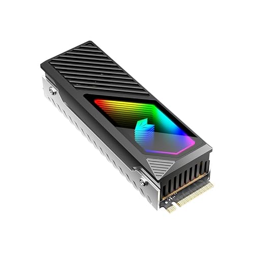 Baotkere RGB Sync M.2 NVMe SSD Kühlkörper mit eingebautem Lüfter und Thermopad, Ultra Kühlleistung mit stylischer LED und transparenter Linse von Baotkere