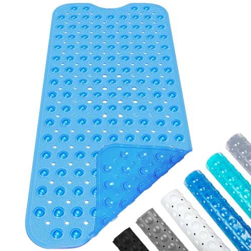 Badewannenmatte Duschmatte 100x40 cm Badewanneneinlage Antirutschmatte rutschfest Maschinenwaschbar (Transparentes Blau) von Baozun