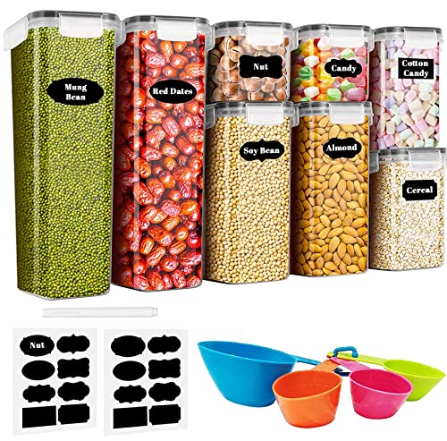 Baozun Vorratsdosen Luftdicht 8er Set, Aufbewahrungsbox Küche mit Deckel aus Plastik, Vorratsbehälter Müslidose für Getreide, Mehl, Müsli (2.8L/2L/1.4L/0.8L)*2 von Baozun