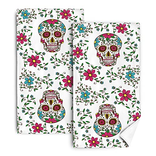 Küchentücher, Motiv: mexikanischer Totenkopf, niedliches Blumenmuster, 40,6 x 61 cm, saugfähiges Trockentuch, Tag der Toten, Küchentücher, Geschirrtücher, Handtücher zum Kochen, Backen, Halloween, Küchentücher, Motiv: mexikanischer Totenkopf, niedliches Blumenmuster, 40,6 x 61 cm, saugfähiges Trockentuch, Tag der Toten, Küchentücher, Geschirrtücher, Handtücher zum Kochen, Backen, Halloween, von Bapcoku