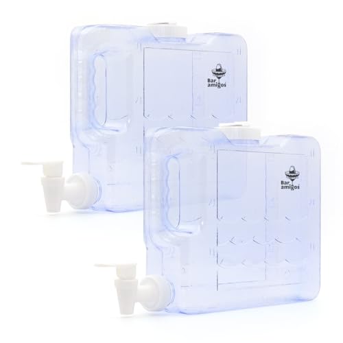 Bar Amigos Doppelpack mit 2 schmalen Kühlschrank-Wasserspender, 3 l, mit Wasserhahn, Kunststoff, PETG, Reise-Desktop-Behälter, Getränke, nachfüllbar, Regal, Büro, Camping, Saft, Getränke, fasst 3 Bar Amigos Doppelpack mit 2 schmalen Kühlschrank-Wasserspender, 3 l, mit Wasserhahn, Kunststoff, PETG, Reise-Desktop-Behälter, Getränke, nachfüllbar, Regal, Büro, Camping, Saft, Getränke, fasst 3 von Bar Amigos