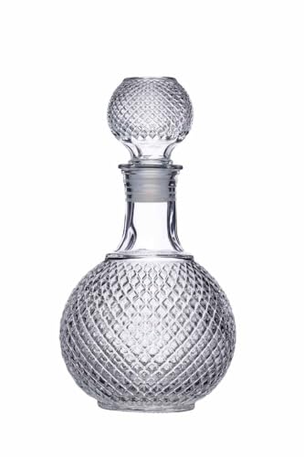 BarCraft Whisky & Brandy Karaffe, geschliffenes Glas, Verschluss mit Silikondichtung, 1L, Farblos von Bar Craft
