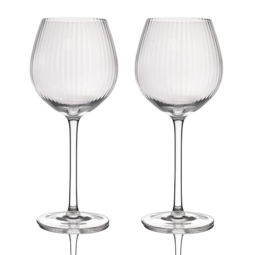 BarCraft 2er Set geriffelte Gin-Gläser, 2 handgemachte Gläser mit Prägung, in Geschenkbox, 550ml von Bar Craft