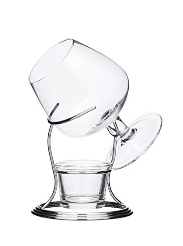 BarCraft Geschenkset Brandyglas und Wärmer, 350 ml Glas, Teelichthalter und Ständer aus Metall, 3-teiliges Set von Bar Craft