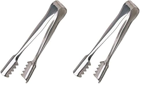 BarCraft Eiszange, Edelstahl-Eiszange für Eiskübel, Zuckerwürfel, Kaffeebar mit gezacktem Zangenkopf für Eis in Cocktails, 16cm, Silber (Packung mit 2) von Bar Craft