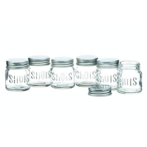 BarCraft Jar Shot Gläser mit Deckel, 6er Set, 60ml, Mini-Glasgefäße von Bar Craft