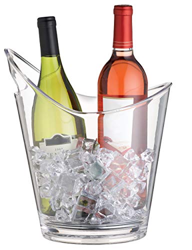 BarCraft Weinflaschenkühler, 2-Flaschen-Getränkeeimer, klarer Eiskübel, stilvoller abgewinkelter Acryleimer mit integriertem Griff, 10 Liter, 20,5 x 25,5 x 28. cm, 1 Stück von Bar Craft