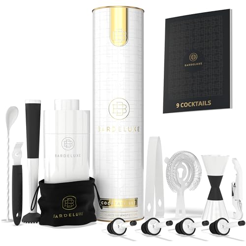 BarDeluxe® Cocktail Set 12-teilig, Barkeeper Set, Cocktail Mixer Set | 750ml Cocktailshaker Edelstahl, Cocktail Shaker Set, Bartender Set | Luxus Cocktail Geschenkset von BarDeluxe