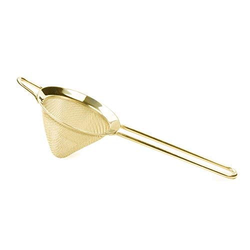 Kegelförmiges Cocktailsieb / Teesieb mit feinem Netz, aus Edelstahl, Profi-Bar-Werkzeug gold von BarSoul