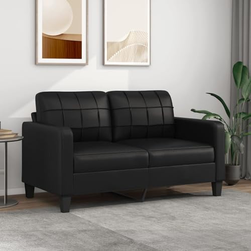 BaraSh 2-Sitzer-Sofa Schwarz 140 cm Kunstleder Kunster Sofa Wohnzimmer Bodensofa Mit Schlaffunktion von BaraSh