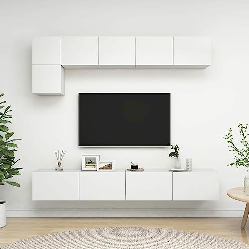 BaraSh 5-TLG. TV-Schrank-Set Weiß Holzwerkstoff TV Tisch TV Board HäNgend Wohnzimmerschrank MöBel Wohnzimmer 3078694 von BaraSh