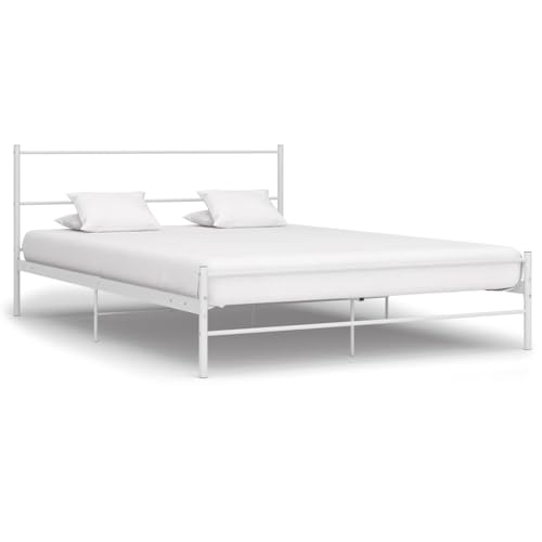 BaraSh Bettgestell Bed Frame Bettrahmen Schlafzimmermöbel Betten Weiß Metall 140×200 cm - 284695 von BaraSh