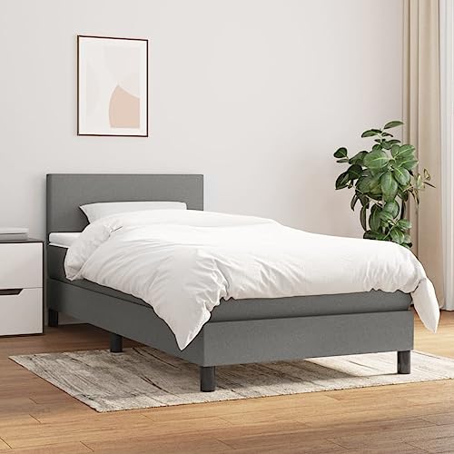 BaraSh Boxspringbett mit Matratze Dunkelgrau 100x200 cm Stoff Springbett Box Spring Bed Bett Mit Stauraum BaraSh Boxspringbett mit Matratze Dunkelgrau 100x200 cm Stoff Springbett Box Spring Bed Bett Mit Stauraum von BaraSh