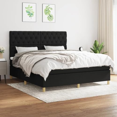 BaraSh Boxspringbett mit Matratze Schwarz 160x200 cm Bett Boxspringbett Bett Mit Matratze Bettgestel Boxspringbetten Stoff 3142587 von BaraSh