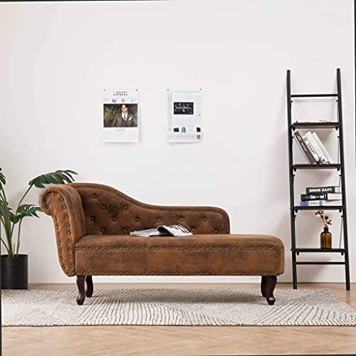 BaraSh Chaiselongue Braun Wildleder-Optik Creme Samt Ottomane Sofa Recamiere Chaiselongue BaraSh Chaiselongue Braun Wildleder-Optik Creme Samt Ottomane Sofa Recamiere Chaiselongue von BaraSh